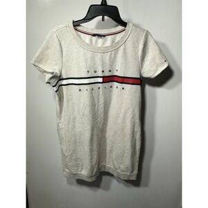 Tommy Hilfiger Dress T-Shirt Sweatshirt Women's Size Medium L Gray Grey Logo Y2K